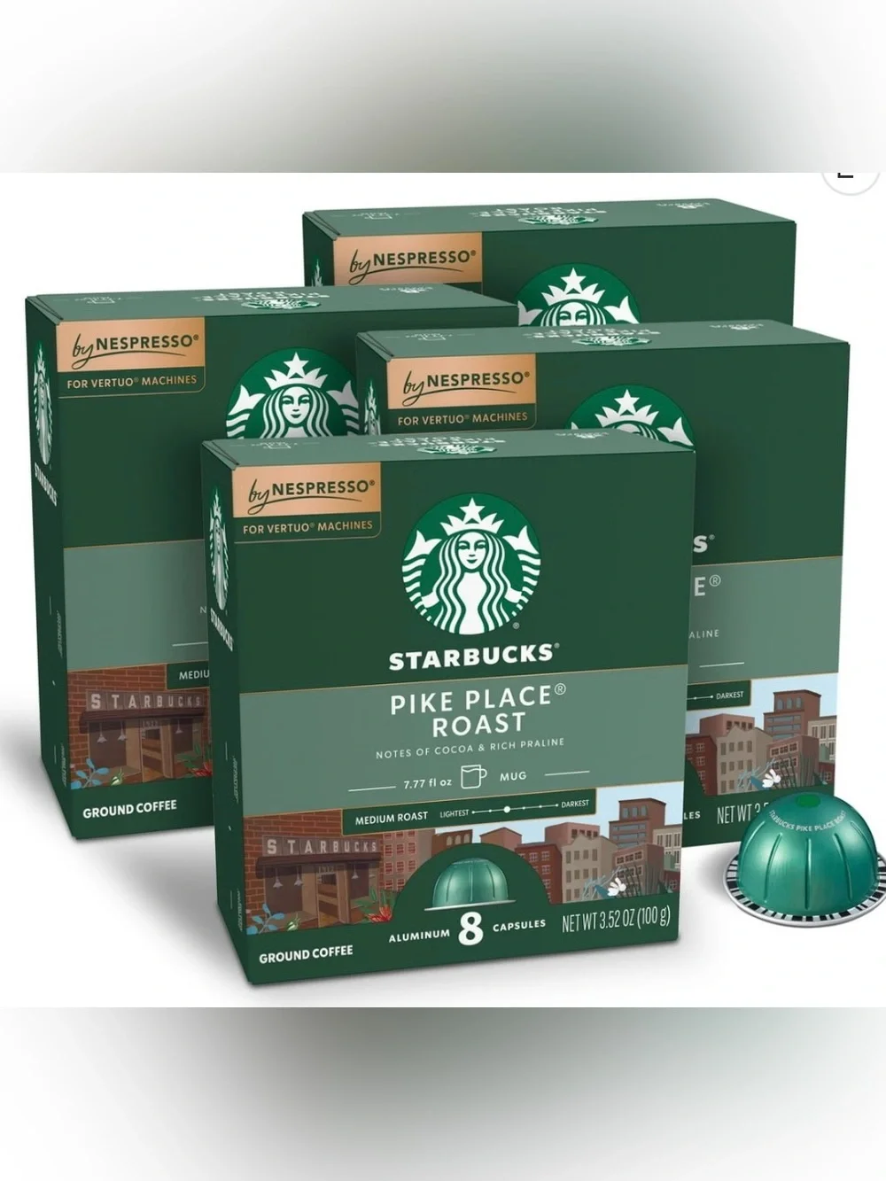 Starbucks By Nespresso Vertuo Pods Pike Place Roast 40 Count set